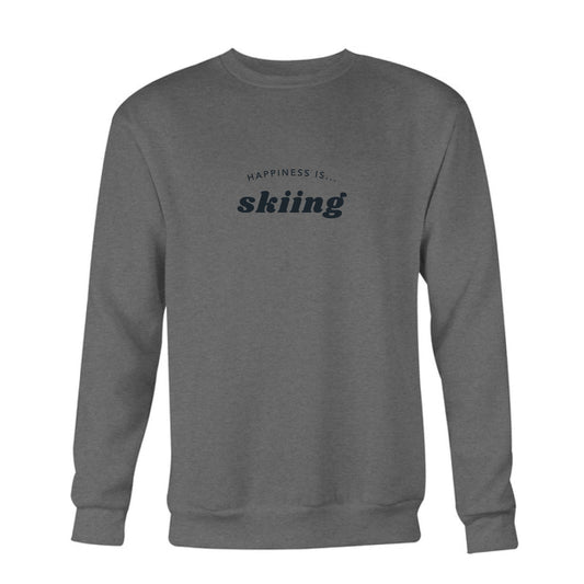 Men's Skiing Crew Sweatshirt, Charcoal-0