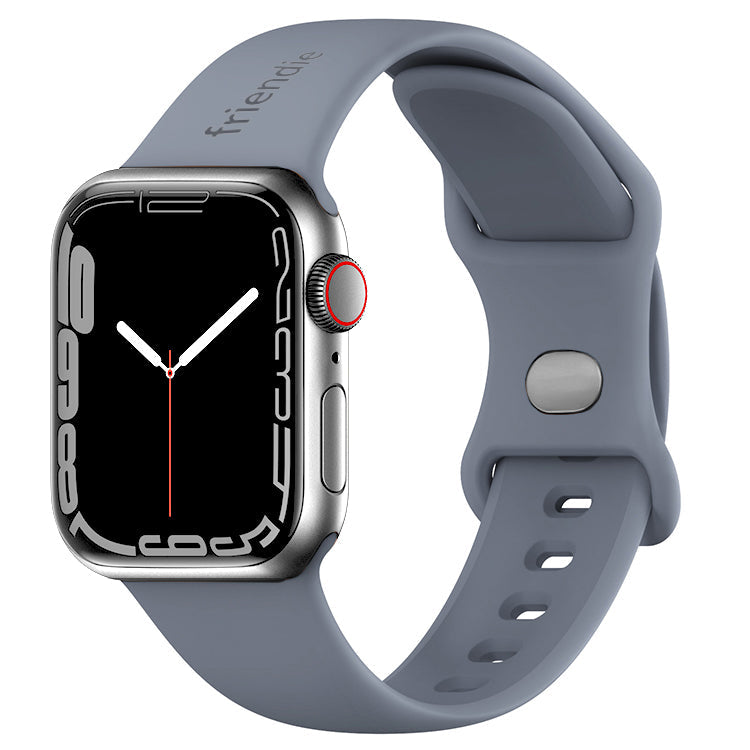 Silicone Sports Band Stardust Grey with Silver Pin - The Noosa Large - Compatible with Apple Watch Size 42mm to 45mm-0